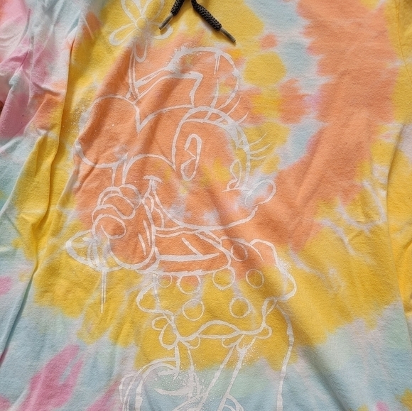 Disney Parks Minnie Mouse Flower Hat TieDye Cotton Drawstring Hoodie Sz S - Picture 4 of 10